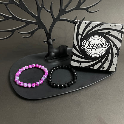 Purple and black stone beads distance bracelet online in pakistan