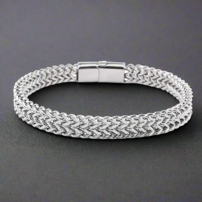 8mm Silver Foxtail Chain Bracelet for Men Punk Biker Bracelet