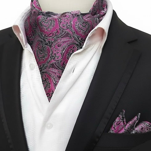 Royal Valor Ascot Tie Jacquard Woven Cravat Tie and Pocket Square Set