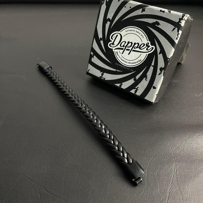 Black Braided Leather Bracelet For Men In Pakistan