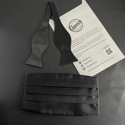 Black Cummerbund and self Bow Tie Set For Men Online In Pakistan