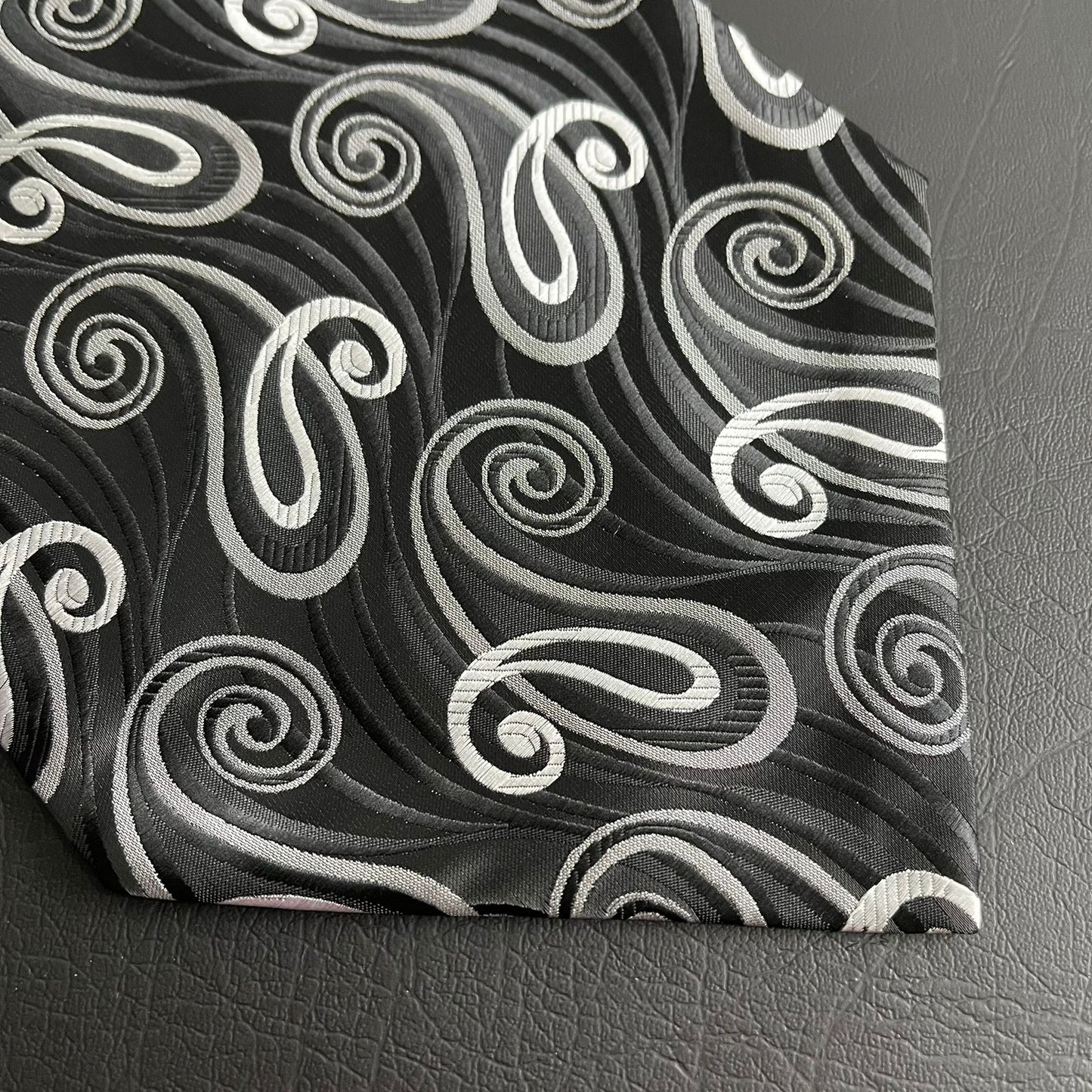 Black Paisley jacquard cravat ascot tie and pocket square set for men online in Pakistan