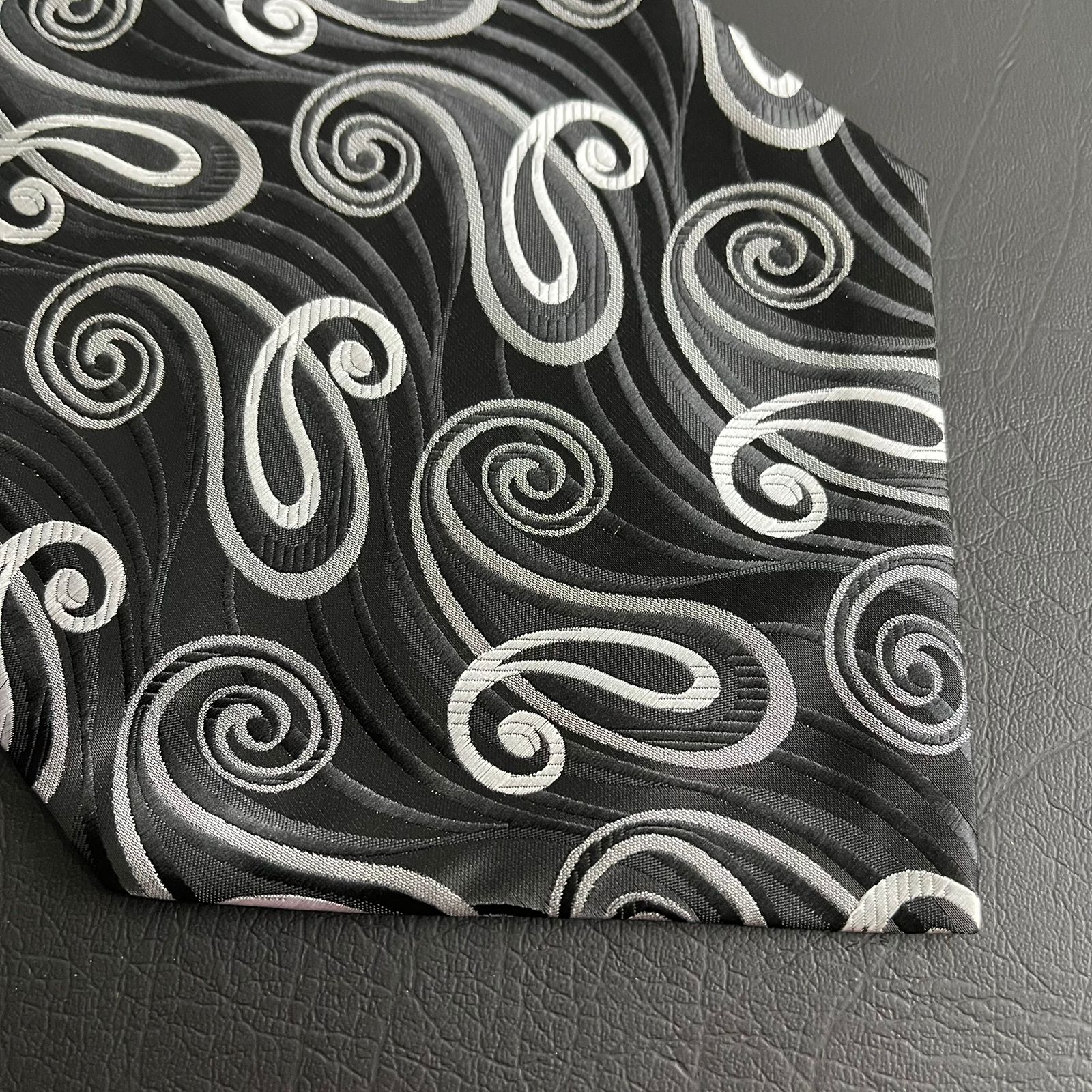 Black Paisley jacquard cravat ascot tie and pocket square set for men online in Pakistan