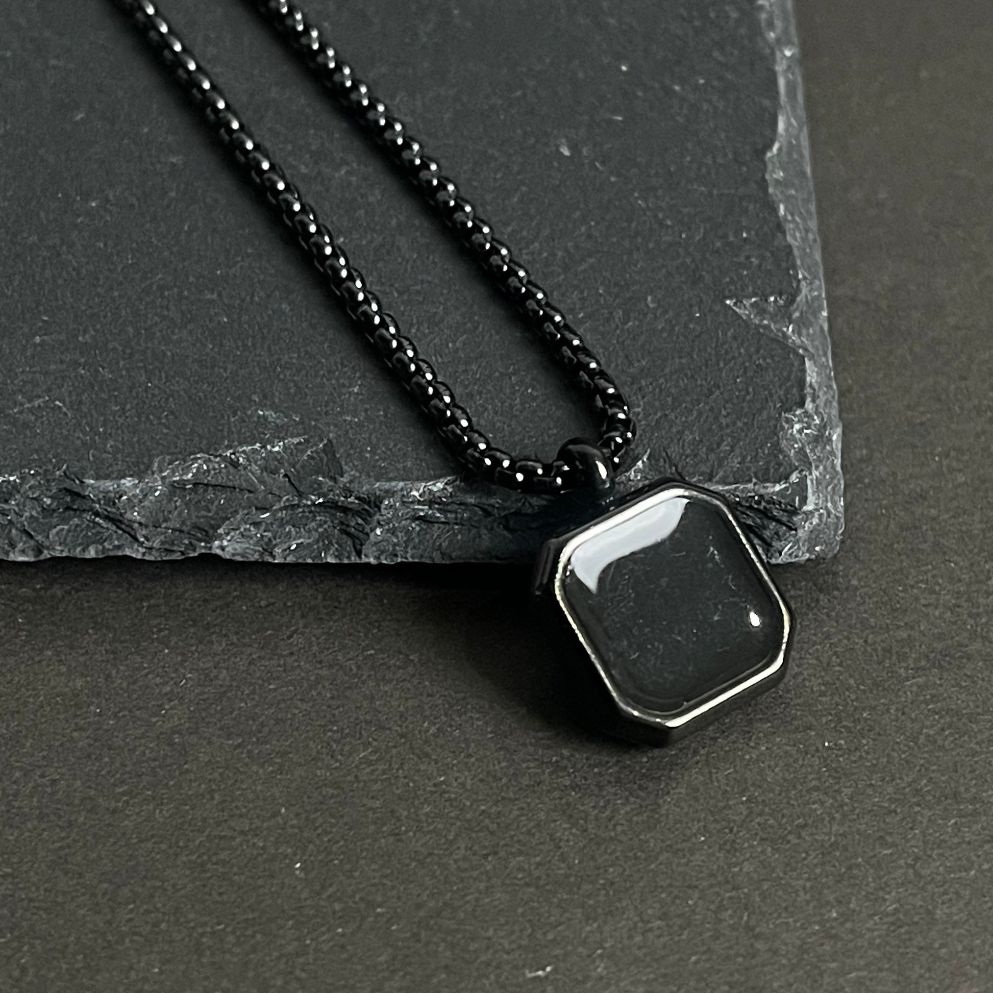 Black Square Pendant Necklace For Men In Pakistan
