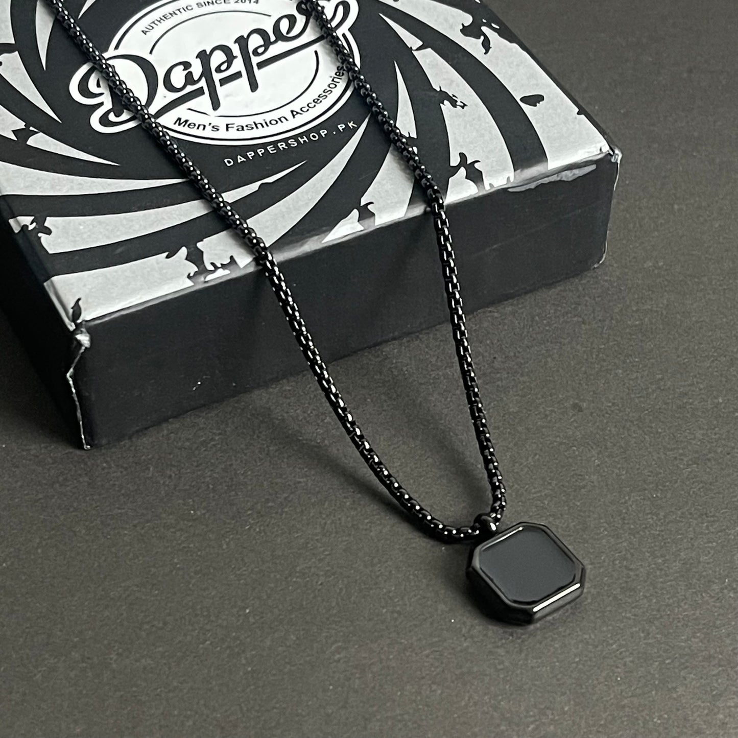 Black Square Pendant Necklace For Men In Pakistan
