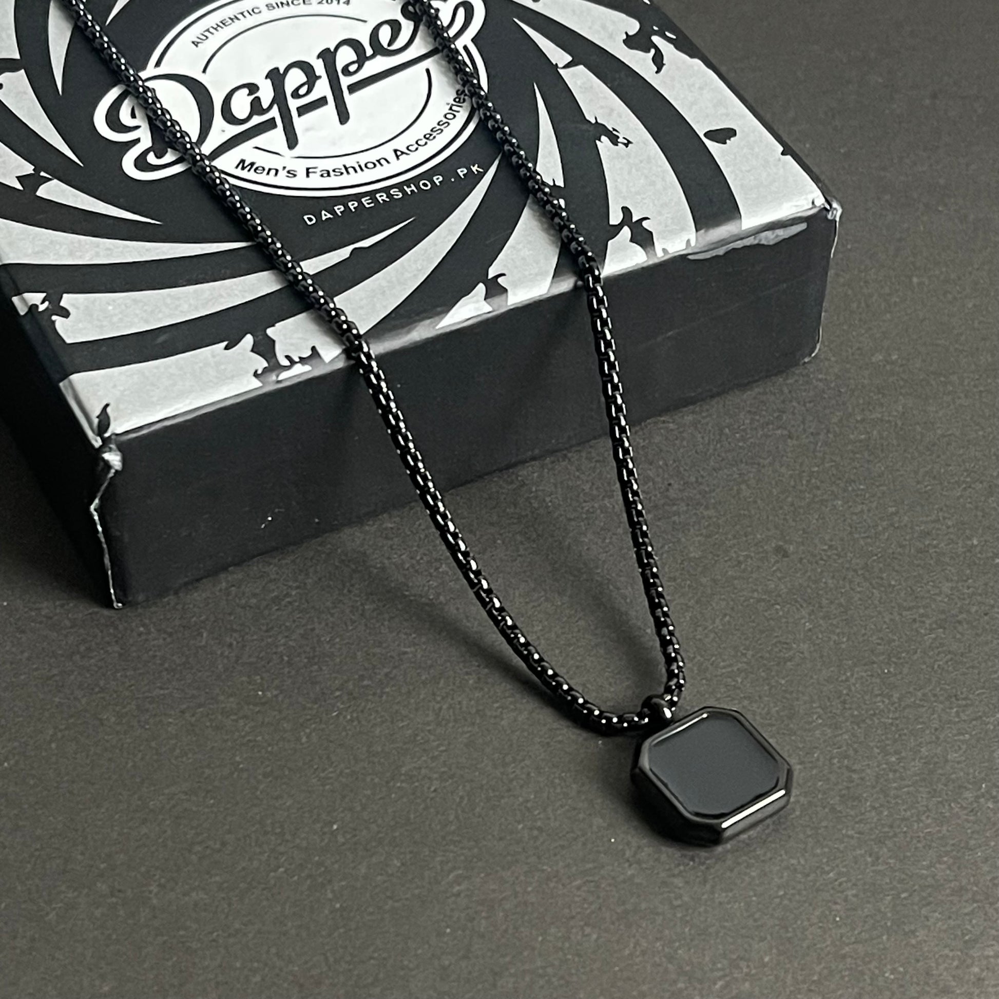 Black Square Pendant Necklace For Men In Pakistan