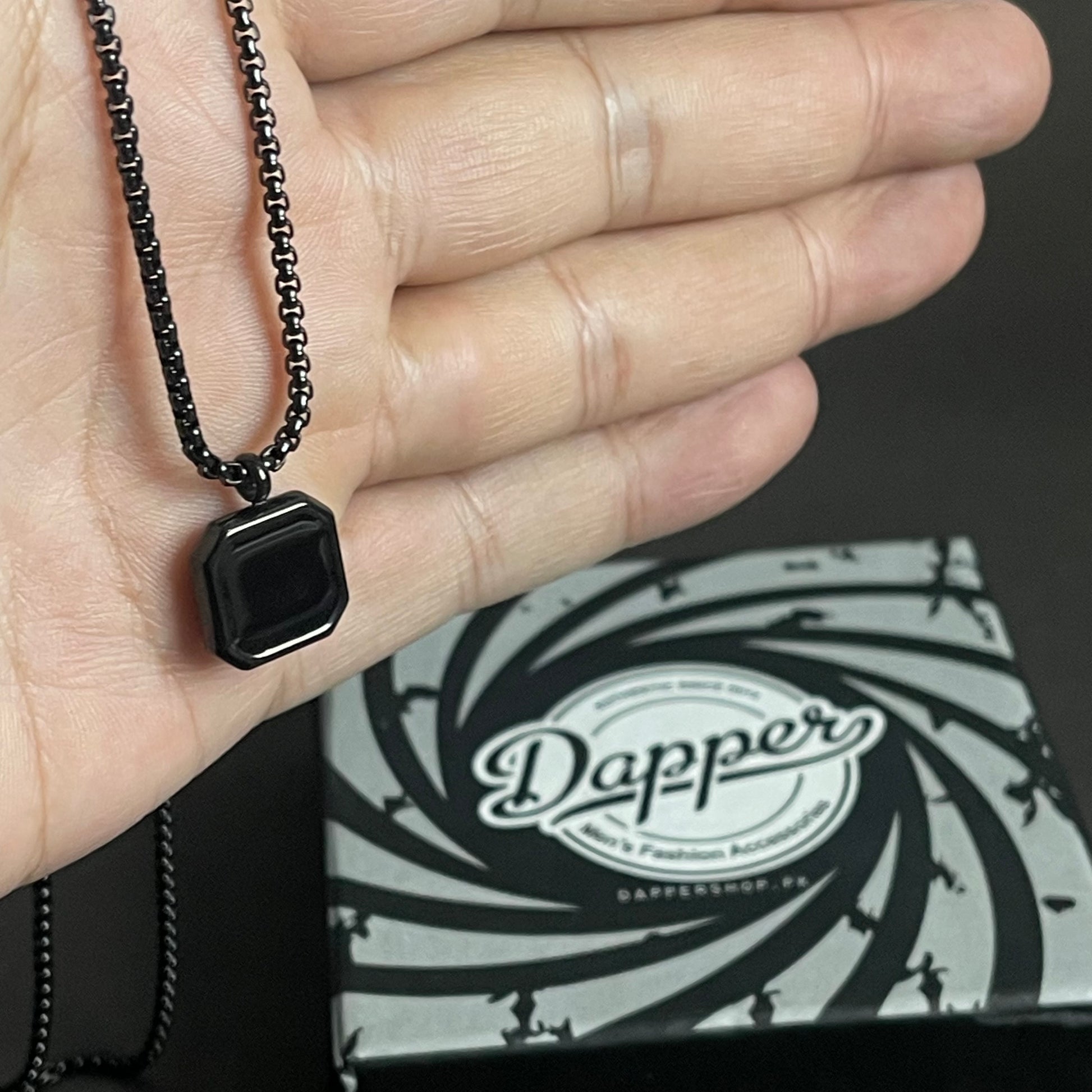 Black Square Pendant Necklace For Men In Pakistan