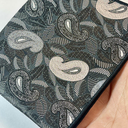 Black and Silver Paisley pattern pocket square handkerchief online in Pakistan