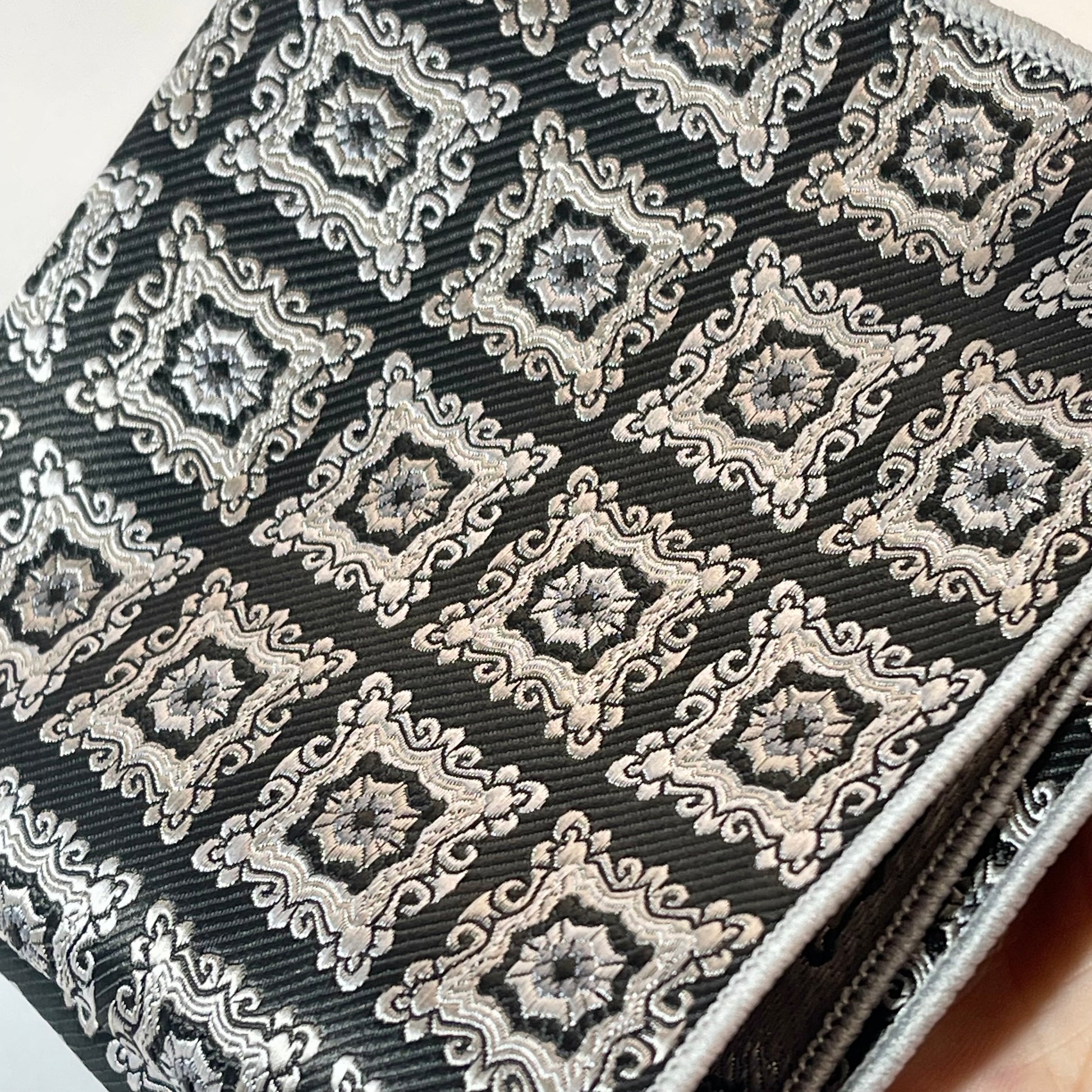 Black and Silver square pattern pocket square handkerchief online in Pakistan