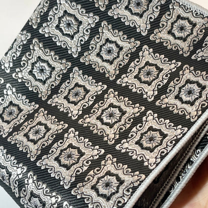 Black and Silver square pattern pocket square handkerchief online in Pakistan