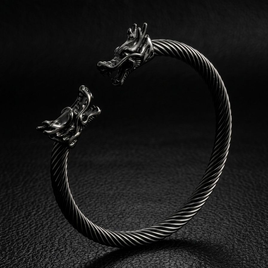 Black stainless steel dragon bracelet for men boys online in Pakistan