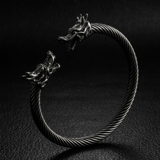 Black stainless steel dragon bracelet for men boys online in Pakistan