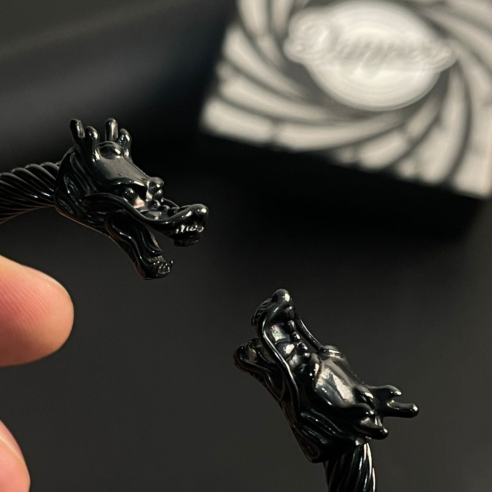 Black stainless steel dragon bracelet for men boys online in Pakistan