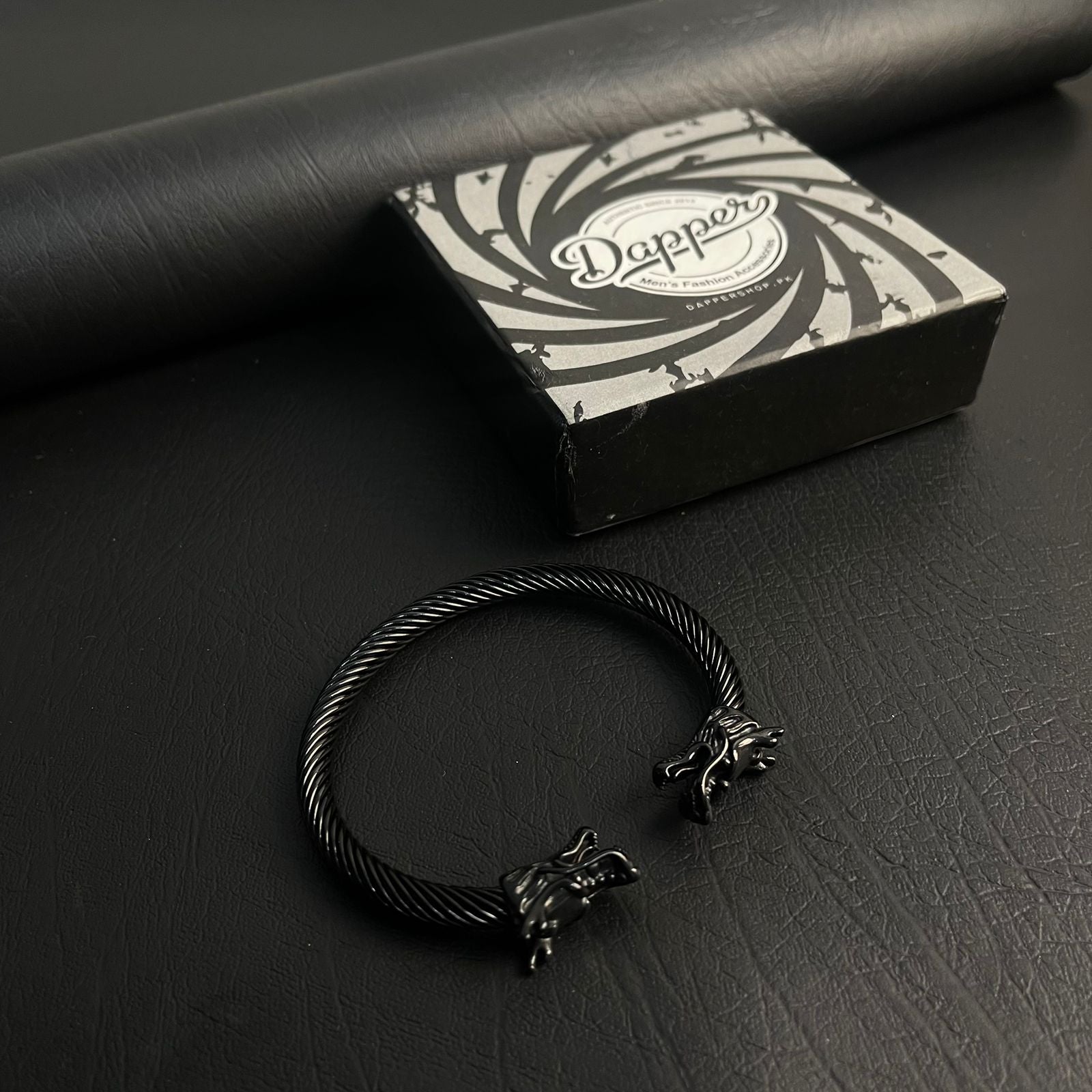 Black stainless steel dragon bracelet for men boys online in Pakistan