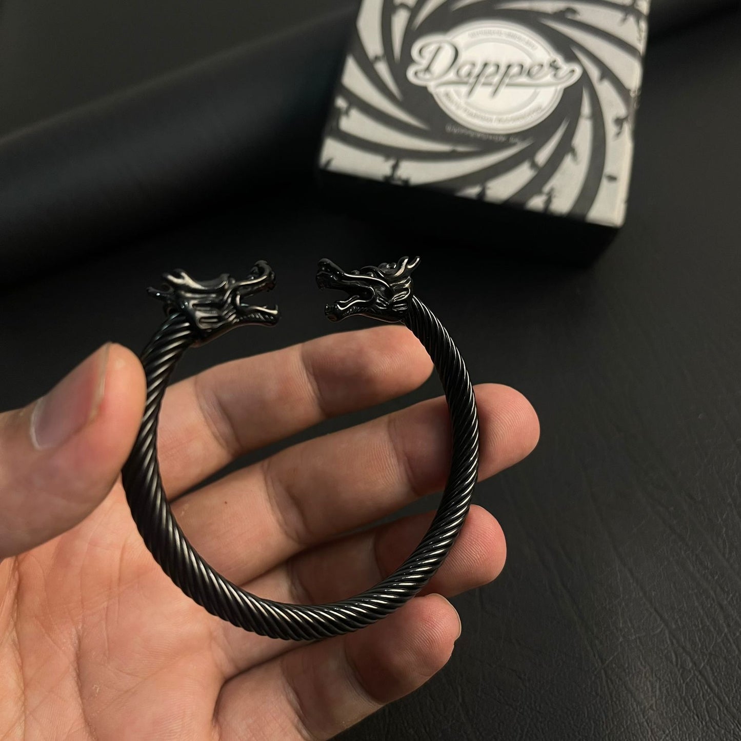 Black stainless steel dragon bracelet for men boys online in Pakistan