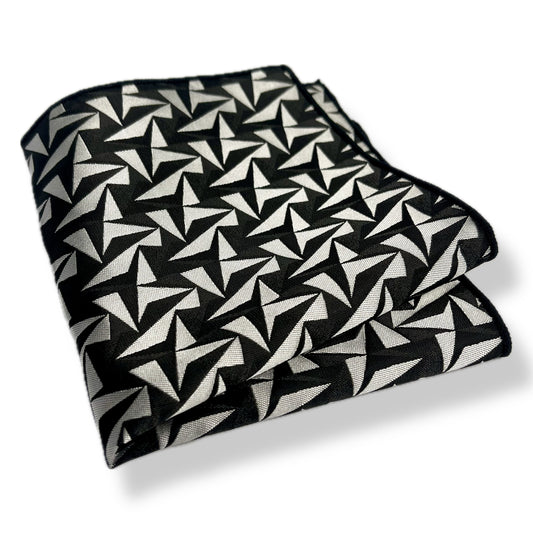 Blue & Silver Geometric Pattern Pocket Square Handkerchief For Men Online In Pakistan