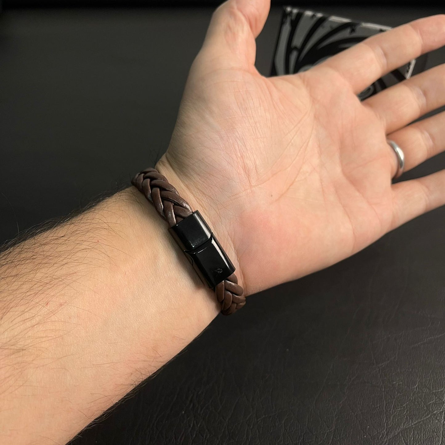 Brown Braided Leather Bracelet For Men In Pakistan