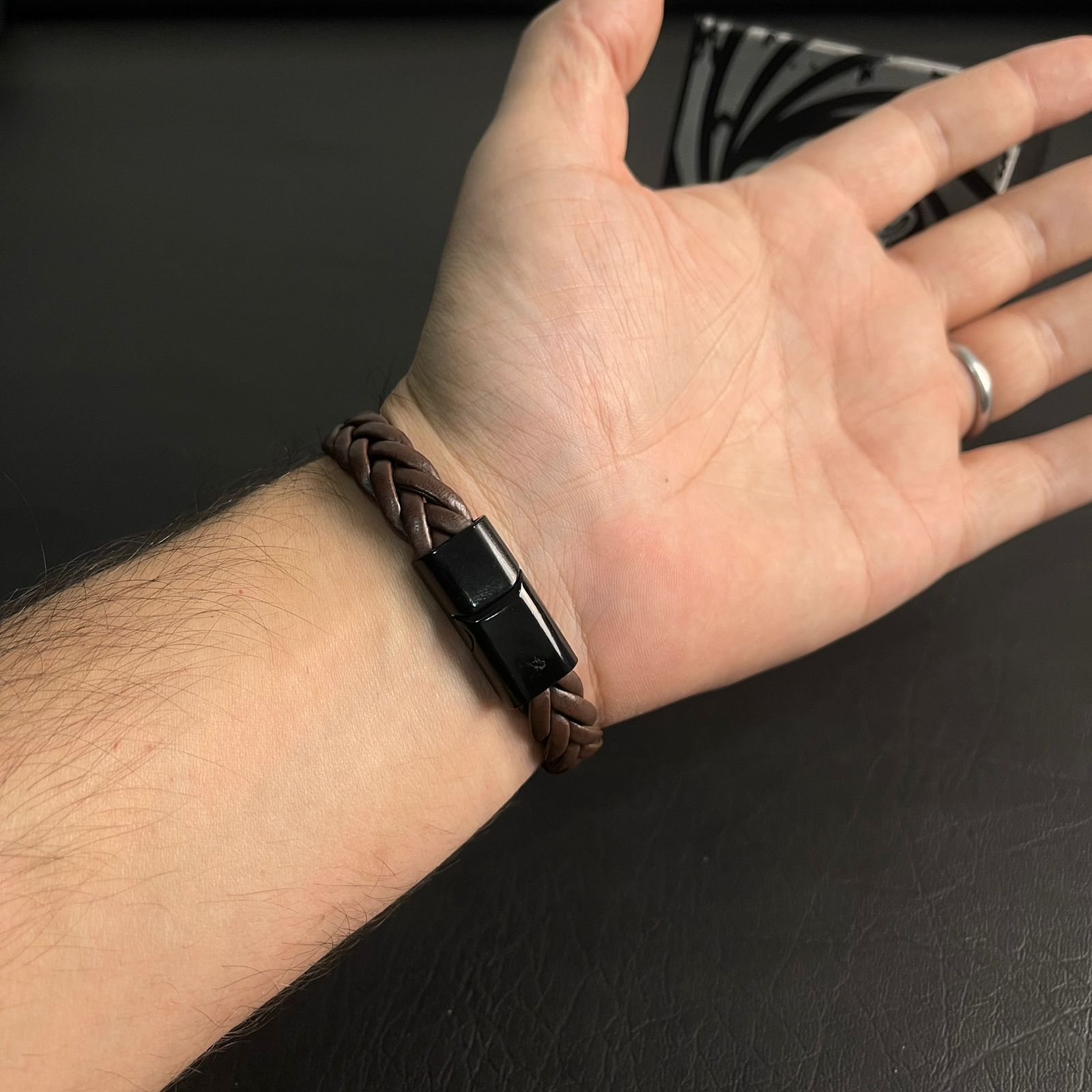Brown Braided Leather Bracelet For Men In Pakistan