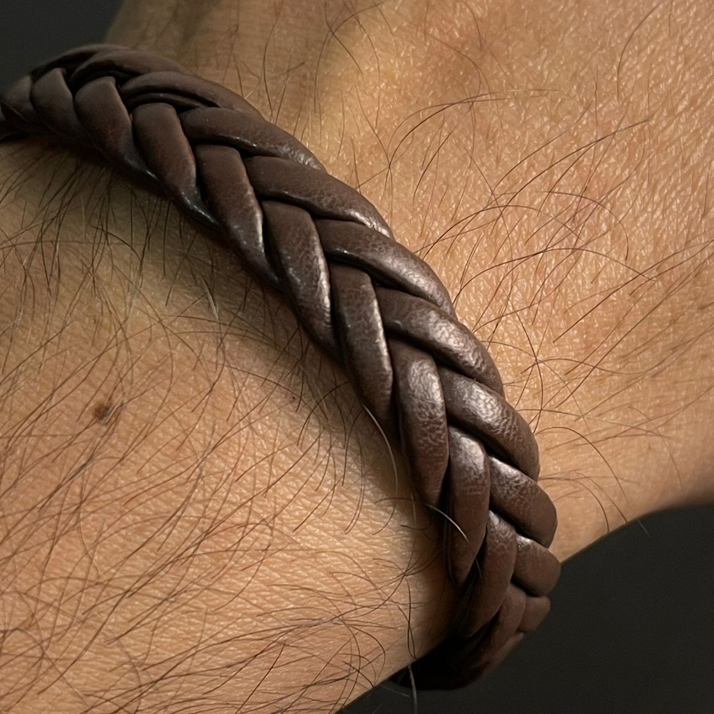 Brown Braided Leather Bracelet For Men In Pakistan