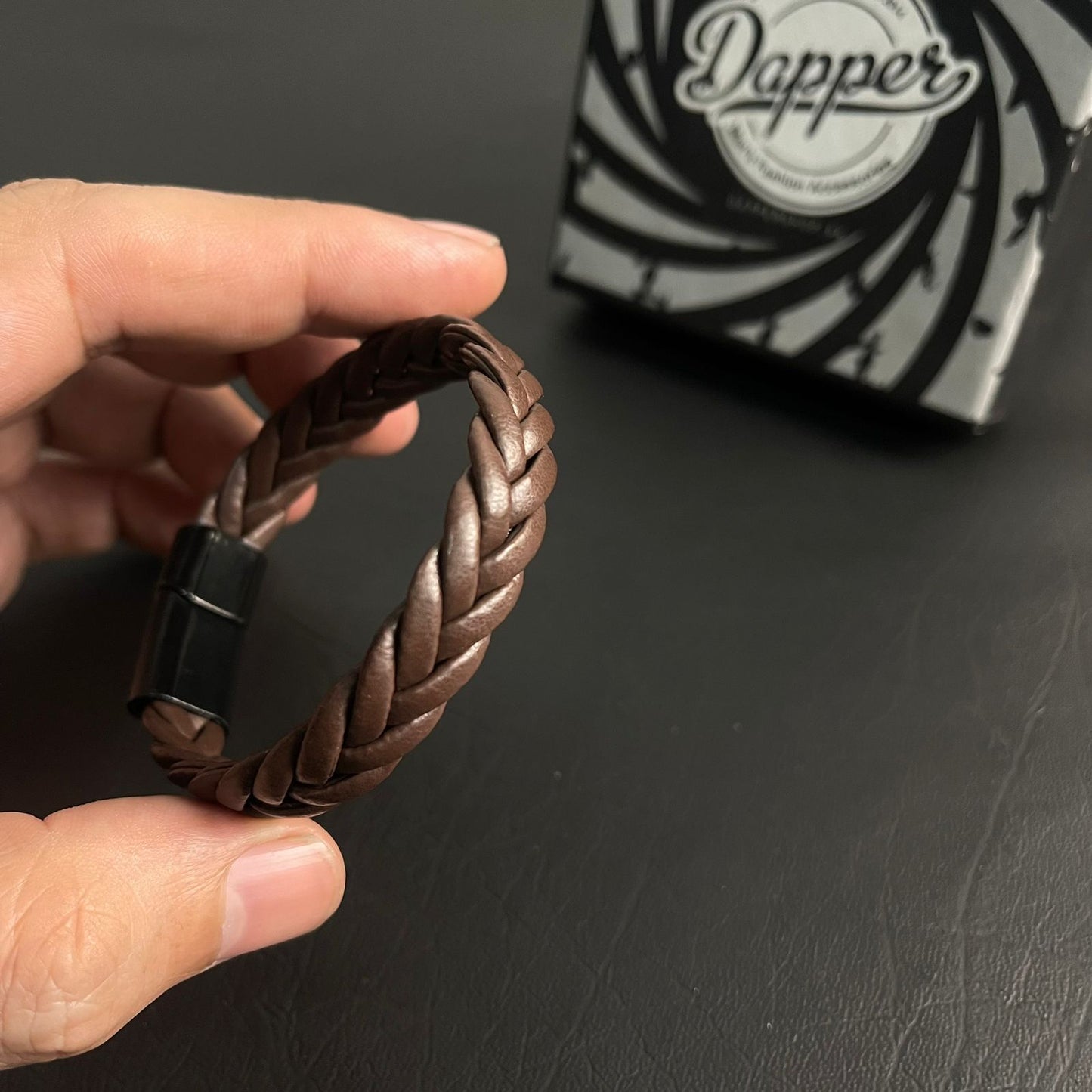 Brown Braided Leather Bracelet For Men In Pakistan