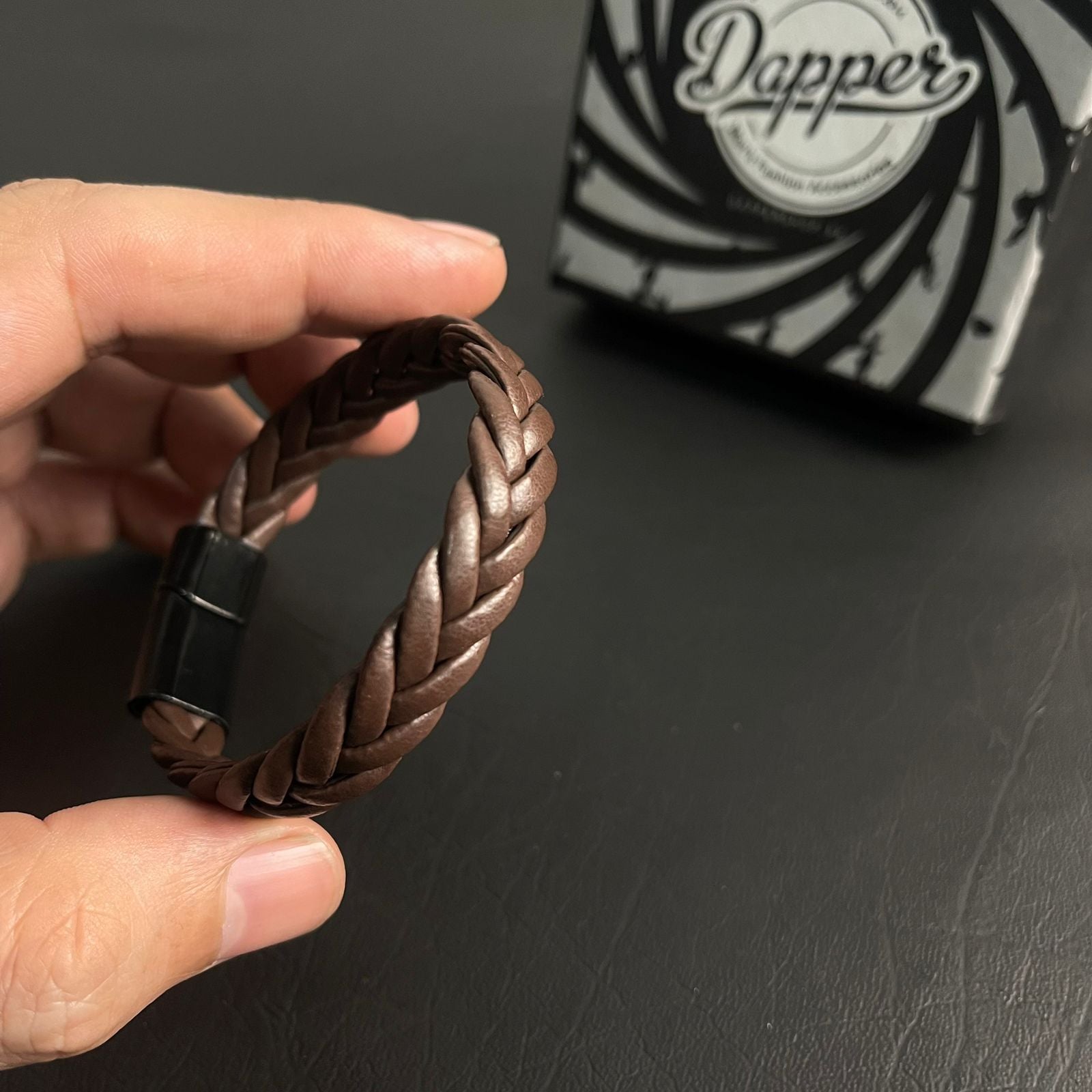 Brown Braided Leather Bracelet For Men In Pakistan