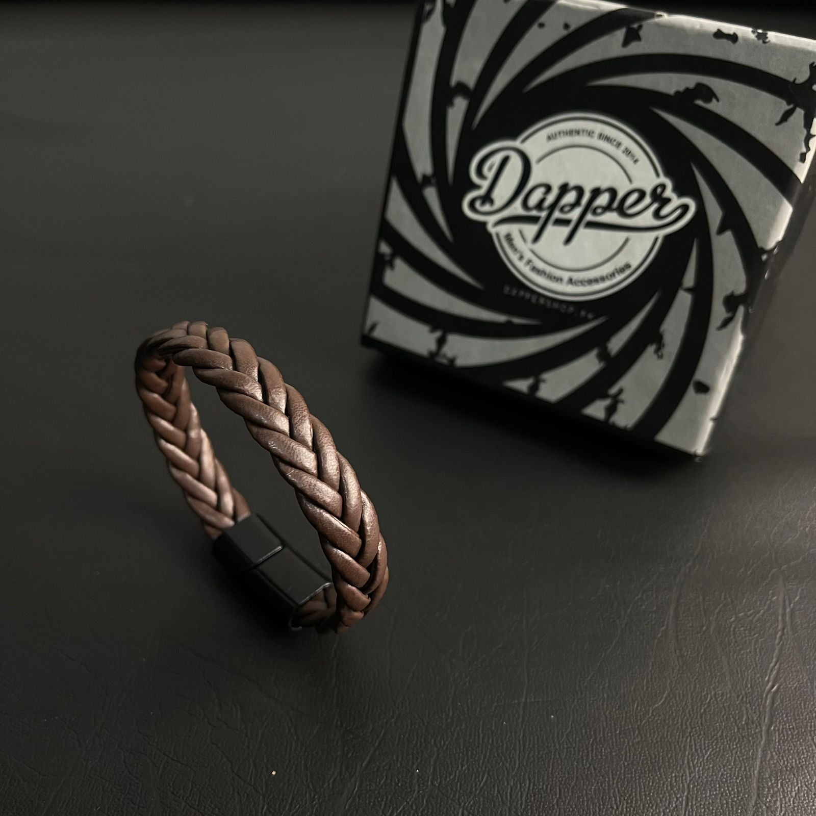 Brown Braided Leather Bracelet For Men In Pakistan