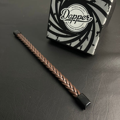 Brown Braided Leather Bracelet For Men In Pakistan