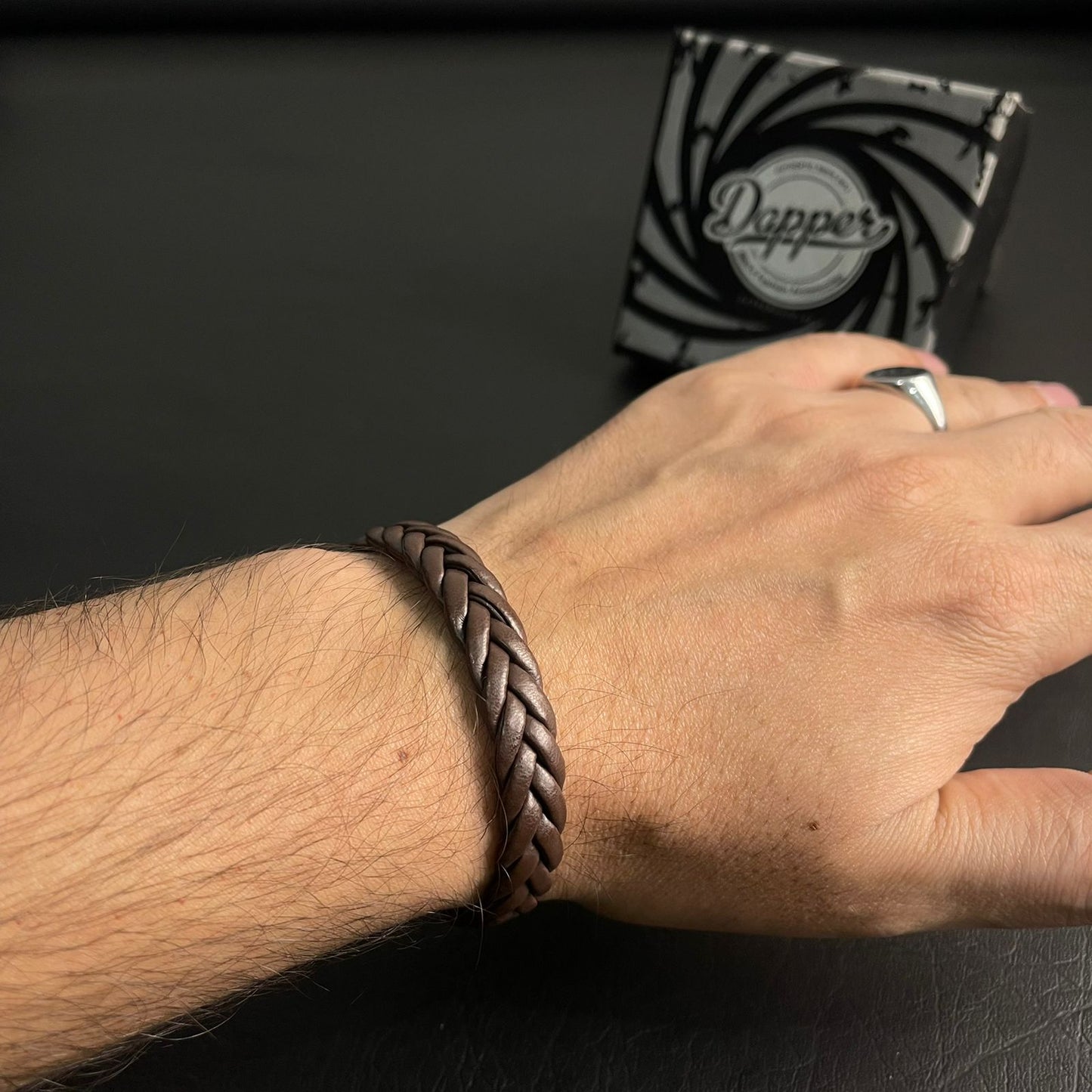 Brown Braided Leather Bracelet For Men In Pakistan