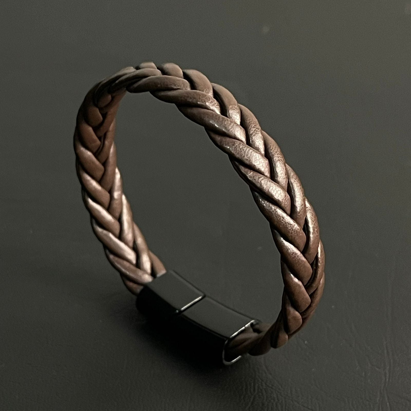 Brown Braided Leather Bracelet For Men In Pakistan