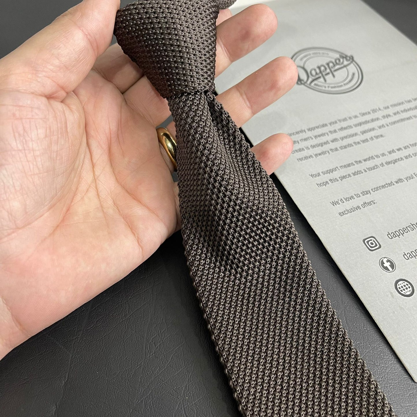 Brown Pointed Knitted Neck Tie in Pakistan