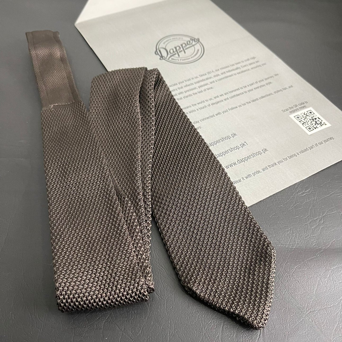 Brown Pointed Knitted Neck Tie in Pakistan