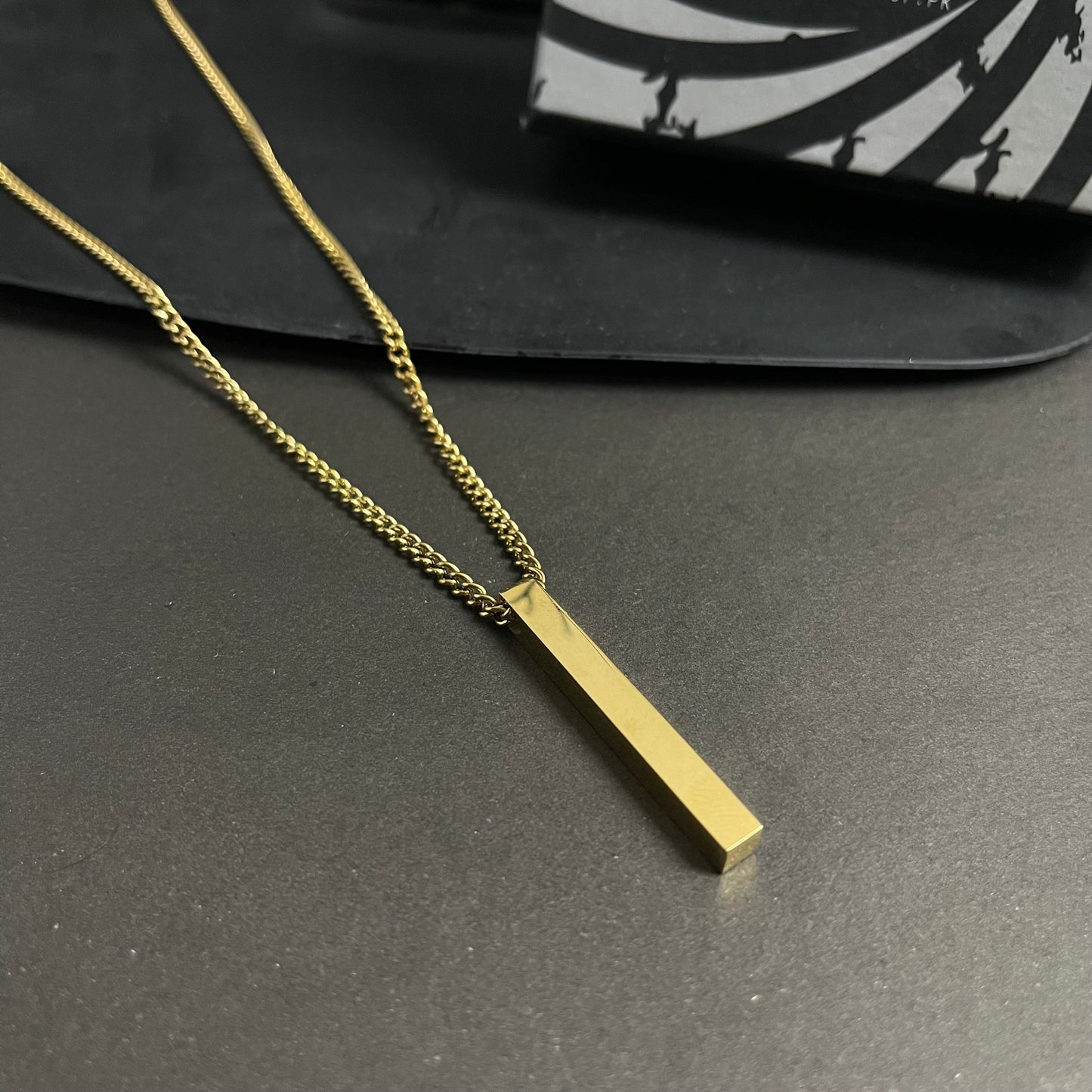 Golden Vertical Bar Pendant Neckalce For Men Women In Pakistan