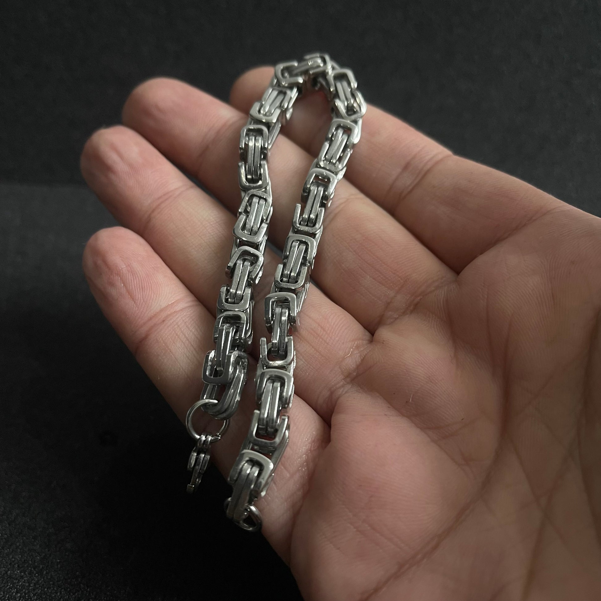 6mm silver stainless steel byzantine link chain bracelet for men online in pakistan