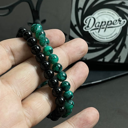 green and black stone beads distance bracelet online in pakistan