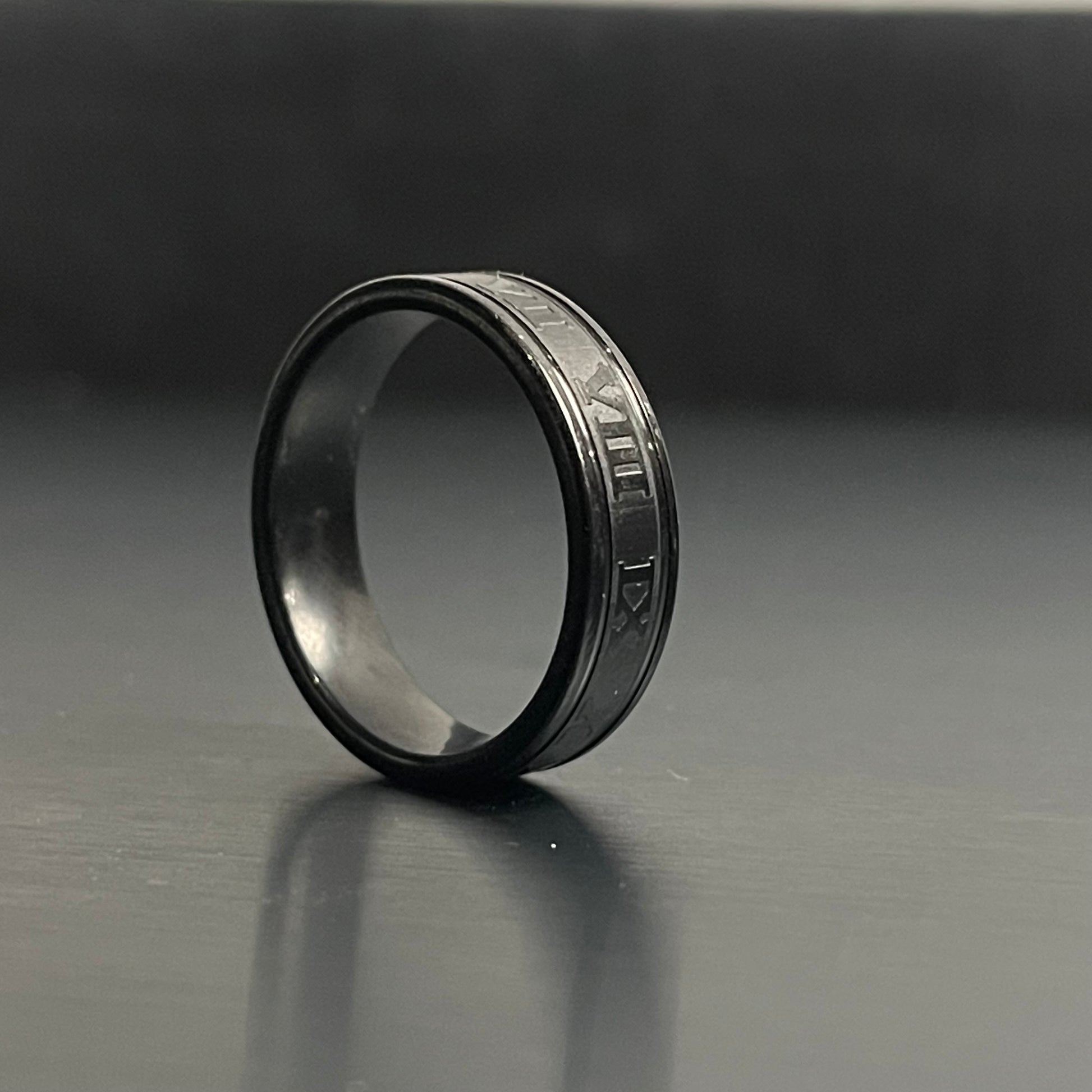 roman numeral titanium Black ring for men online in pakistan