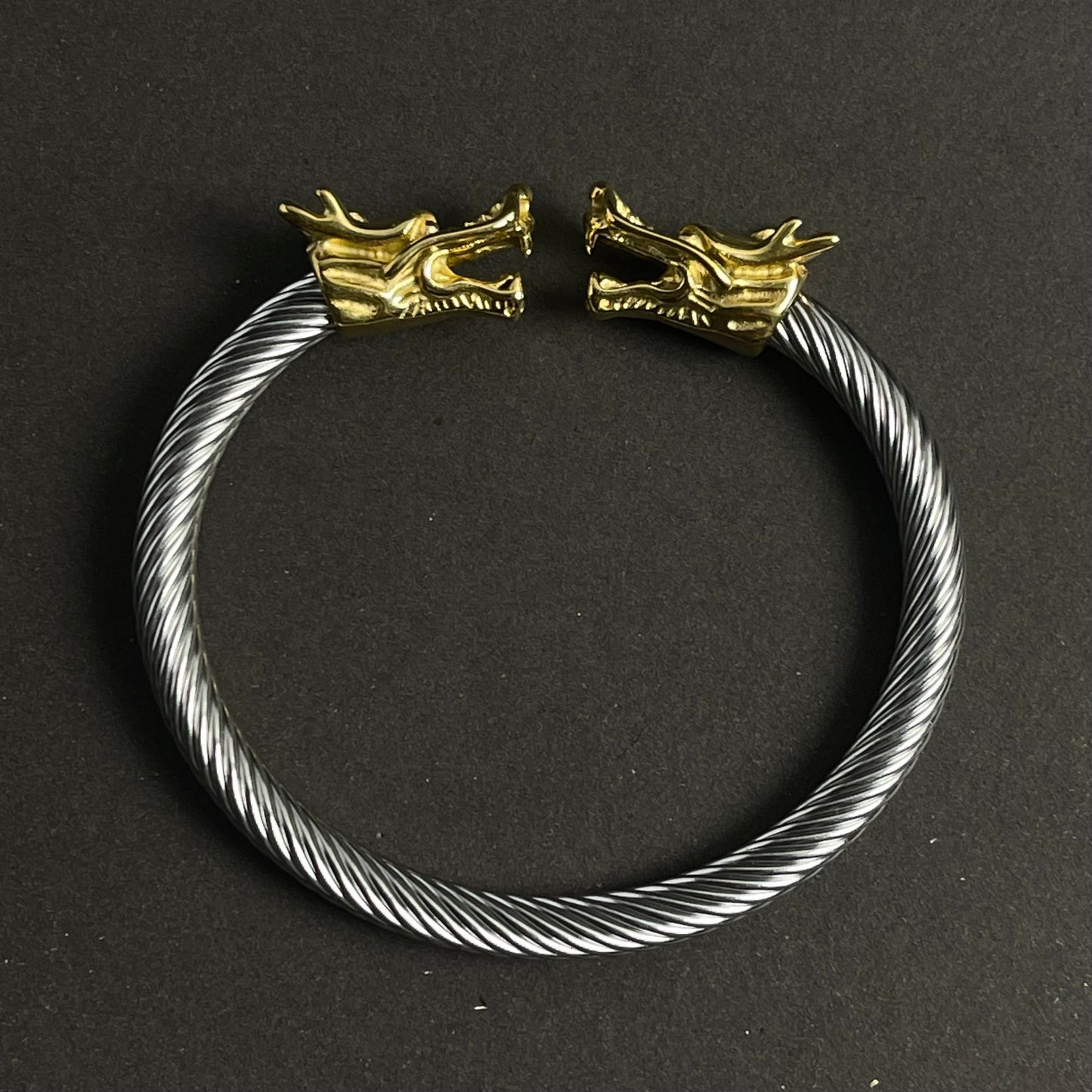 Alpha Dragon Golden Silver Steel Bracelet for Men