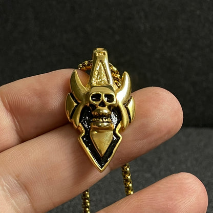 Golden skull pendant necklace for men online in pakistan