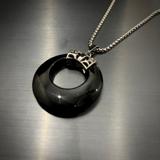 Black Moon Pendant Necklace For Men Women