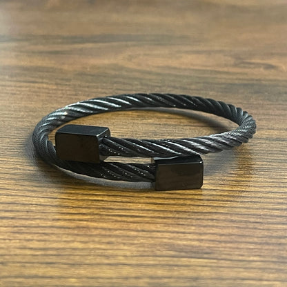 black stainless steel open bracelet for men in pakistan