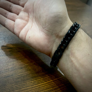 Black Rolex Crown Curb Link Bracelet for Men