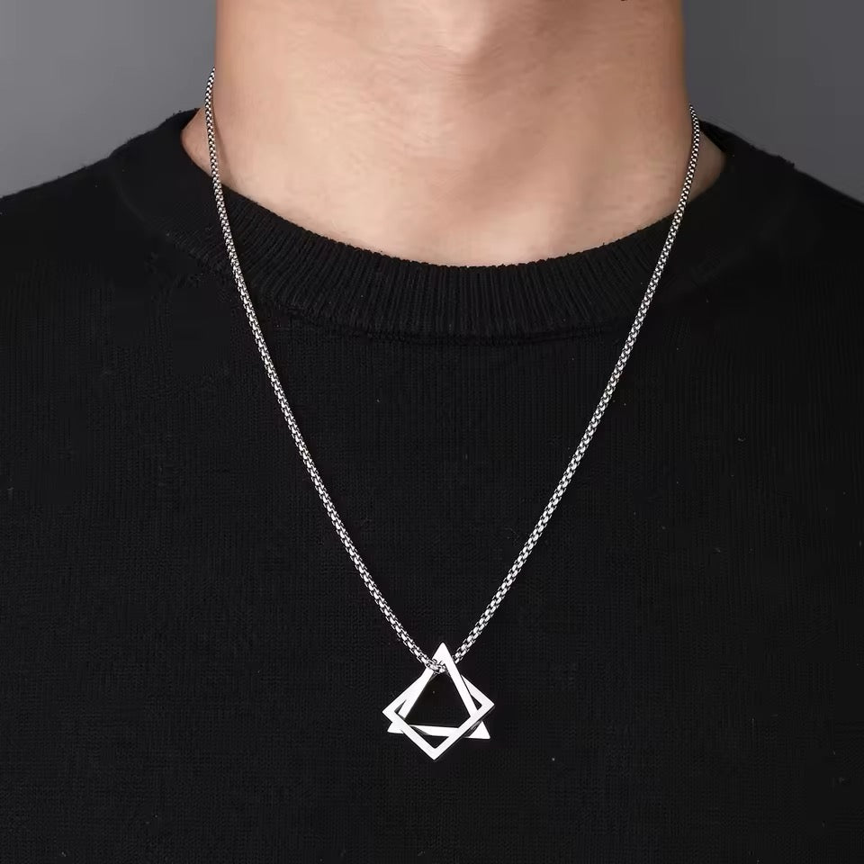 Geometric Silver Pendant For Men