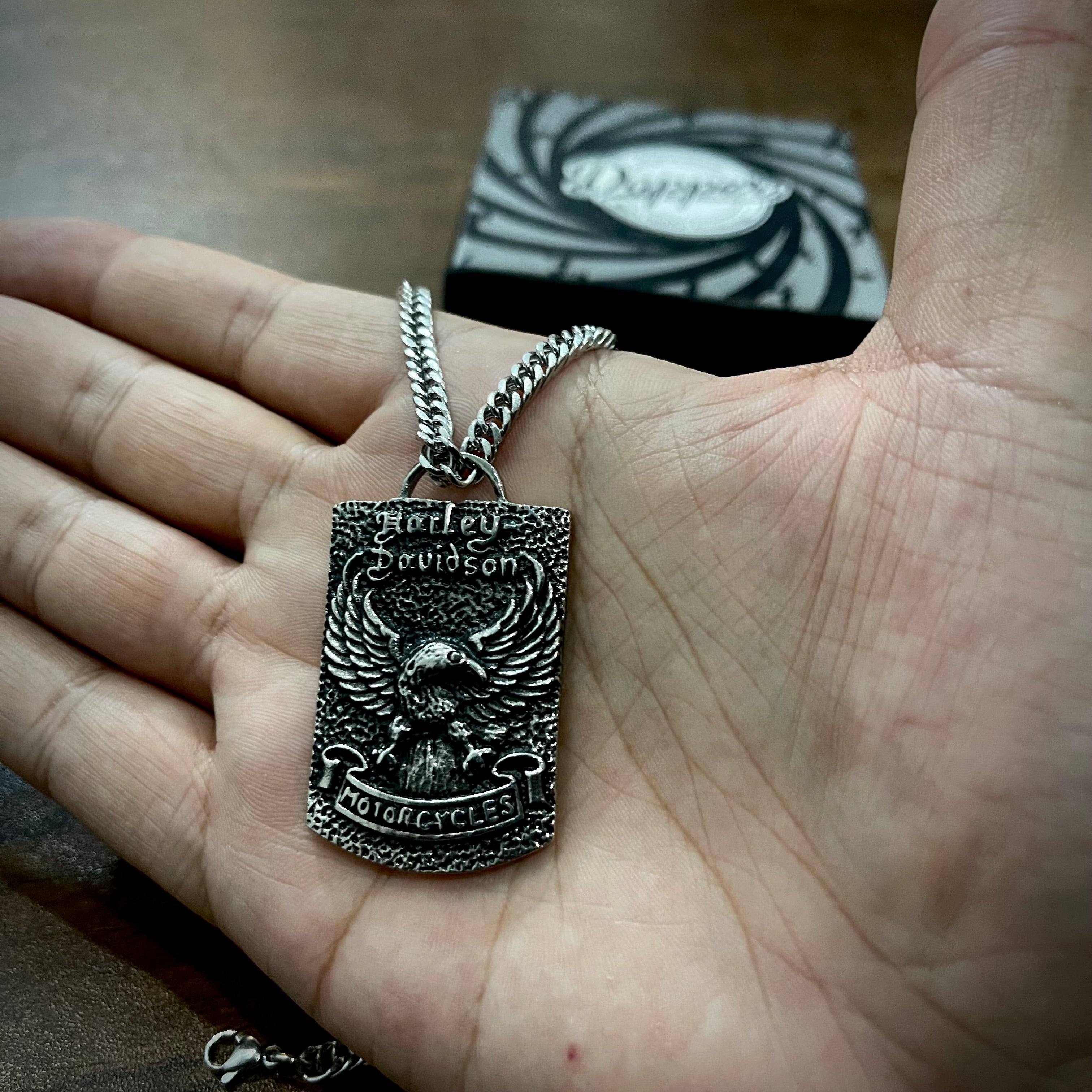 Harley Davidson Wings Dogtag Pendant Necklace for Men Women Online In Pakistan The Dapper Shop