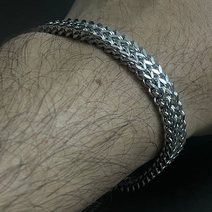 9mm Silver Franco Chain Bracelet for Men Punk Biker Bracelet