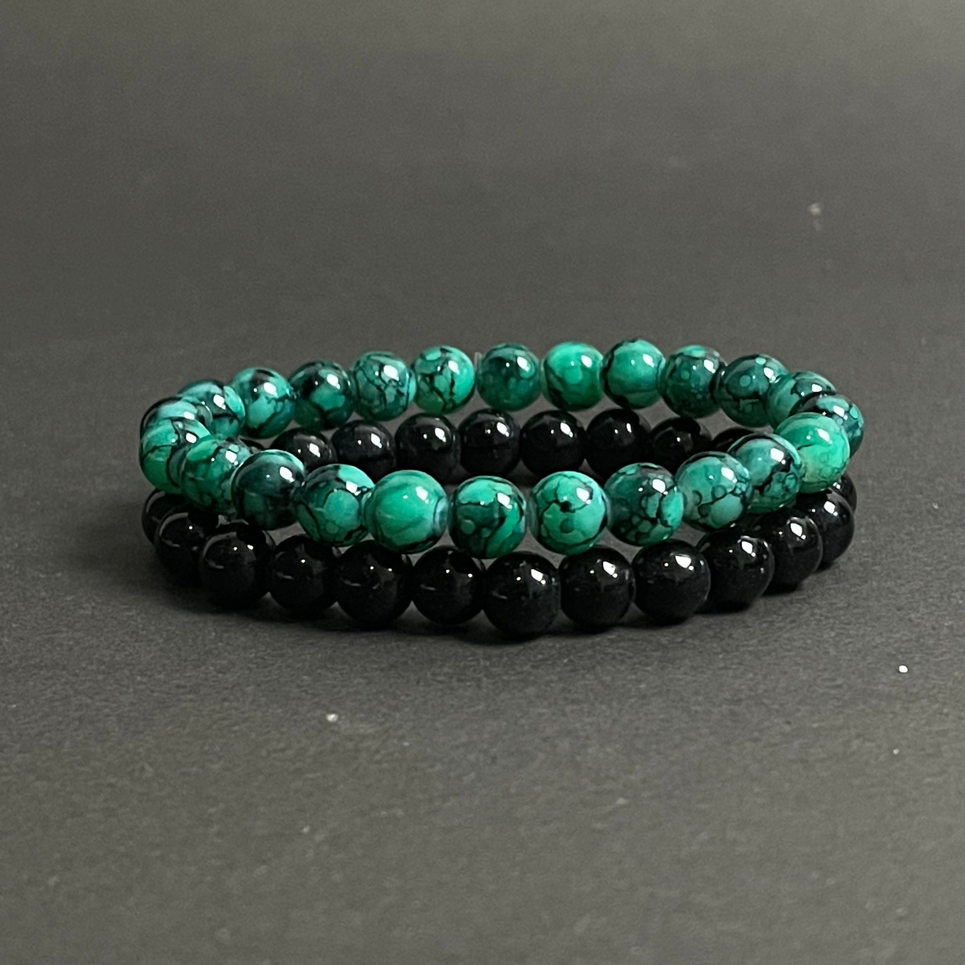 green and black stone beads distance bracelet online in pakistan