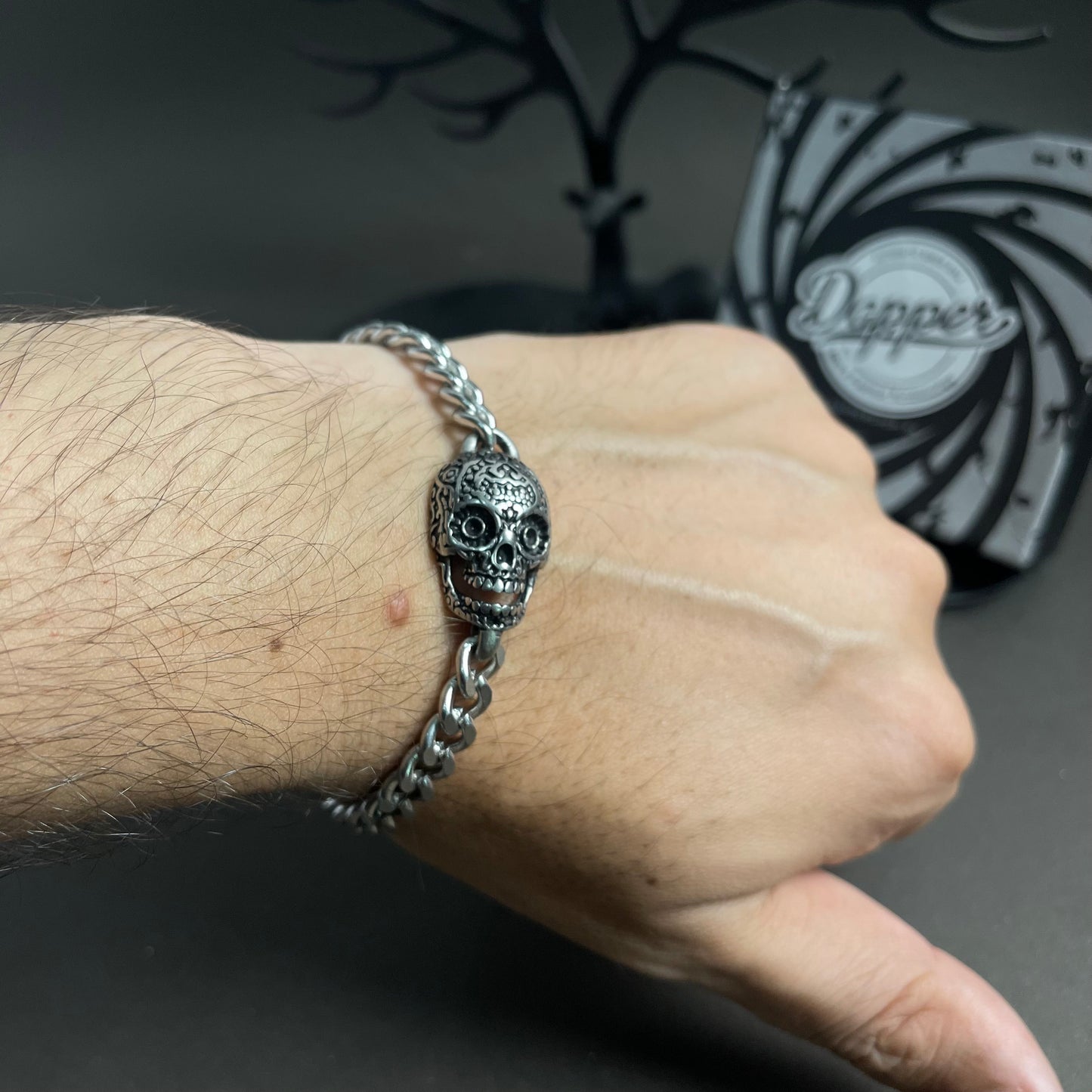 Death Grip Skull Chain Bracelet For Men