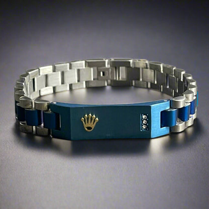 Blue Silver Stainless Steel Rolex Jubilee Bracelet For Men In