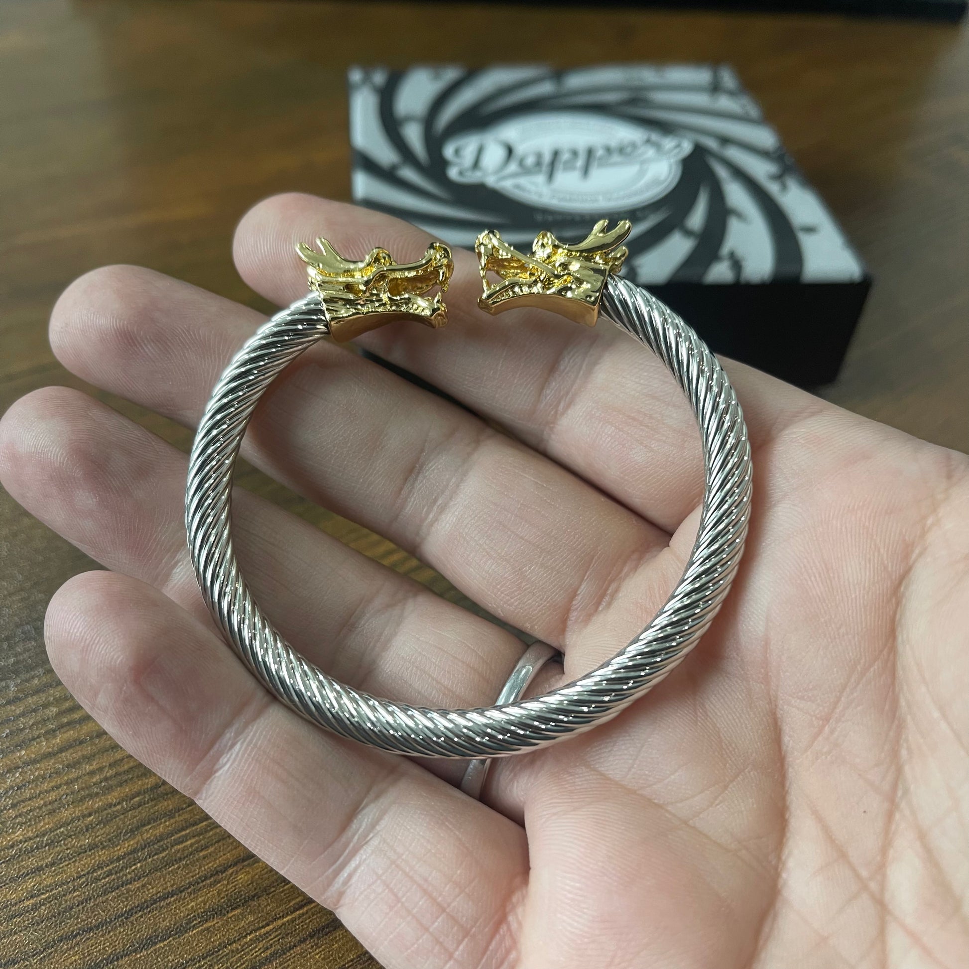 Unisex Black/Gold Stainless Steel Braided Bangle Bracelets for Men