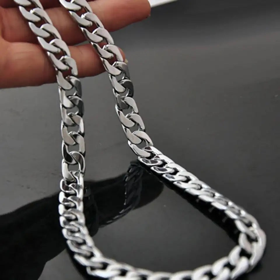 10m silver cuban link neck chain for men online in pakistan