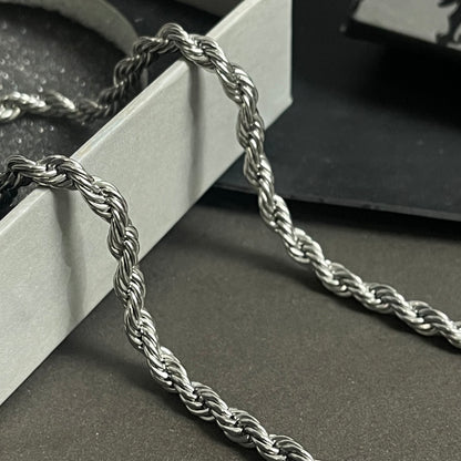 5mm Silver Twisted Rope Neck Chain