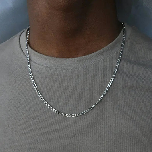 3mm silver figaro neck chain for men online in pakistan